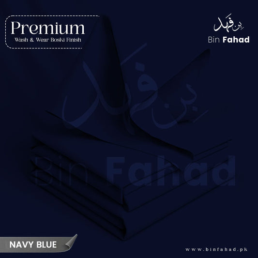 Premium Wash & Wear Boski Finish - Navy Blue